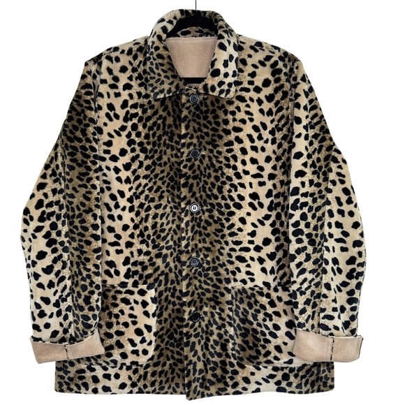 Jackets & Blazers - Draper's & Damon's Reversible Jacket Womens Large Leopard Print Faux Suede Cozy